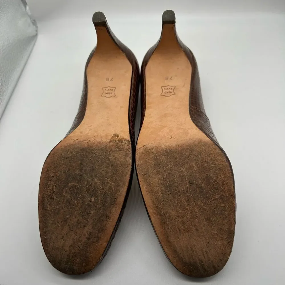 Talbots Leather Snakeskin Pumps in Bronze Size 7B
